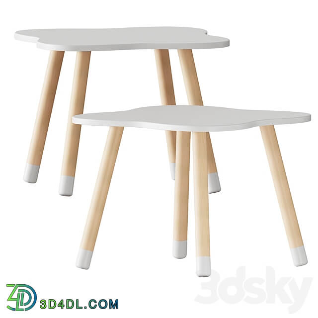 FUN Wooden Kids Table and Chairs Set Table Chair 3D Models