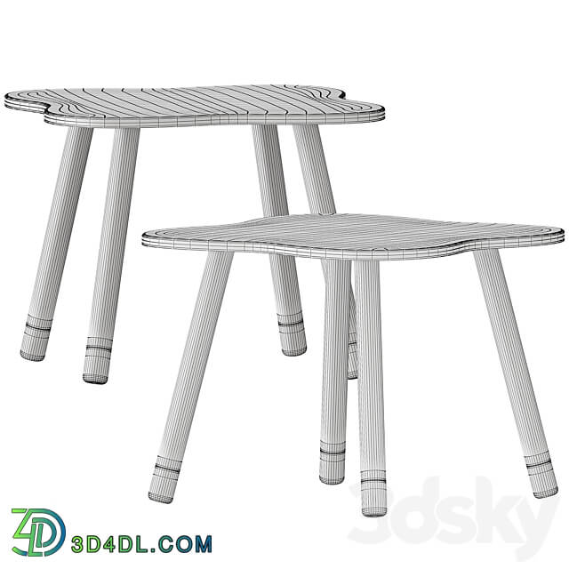 FUN Wooden Kids Table and Chairs Set Table Chair 3D Models