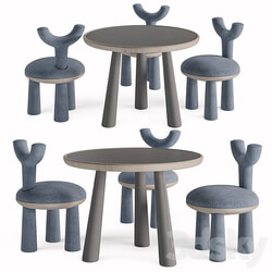 Children Table and Chairs set by Flow Table Chair 3D Models 