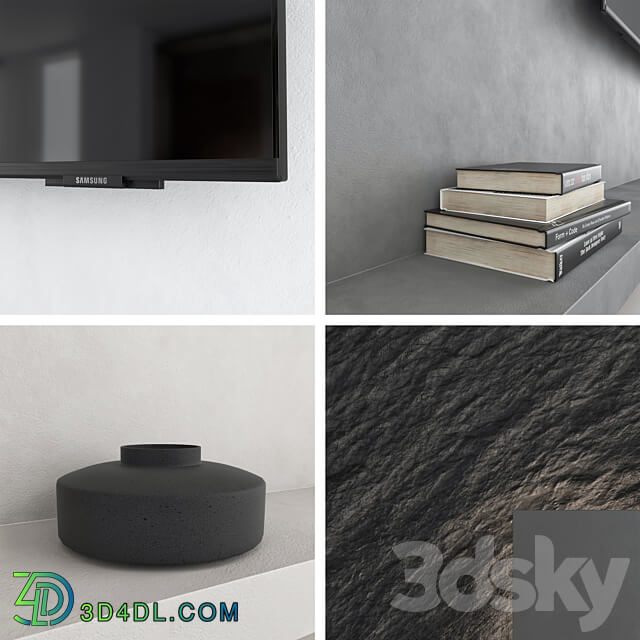 TV wall set 07 3D Models