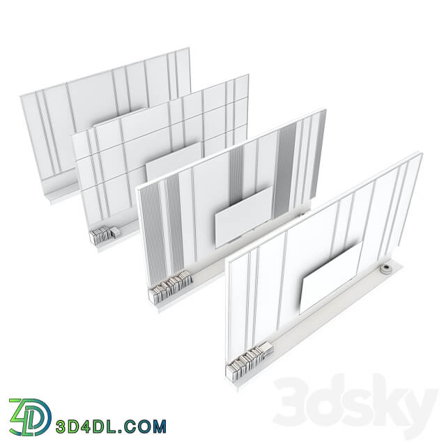 TV wall set 08 3D Models