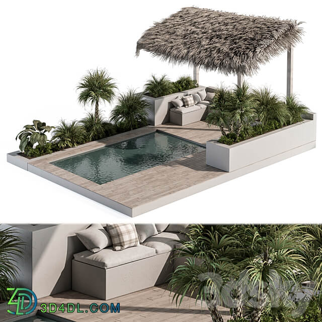 Backyard and Landscape Furniture with Pool 05 Other 3D Models
