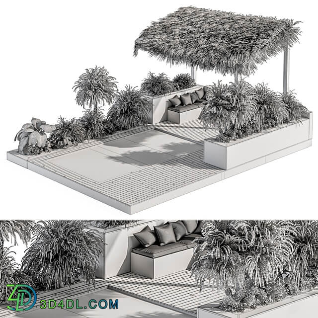 Backyard and Landscape Furniture with Pool 05 Other 3D Models