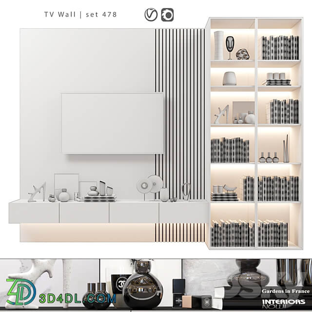 TV Wall set 478 3D Models