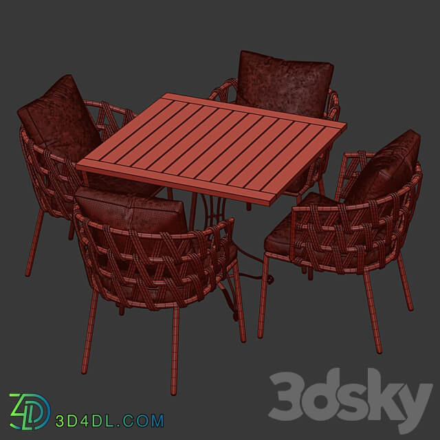 Outdoor garden furniture set v01 Furniture set Table Chair 3D Models