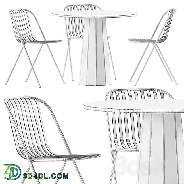 Dix Table by Connubia and Belca Chair by TUBY Garden furniture Table Chair 3D Models