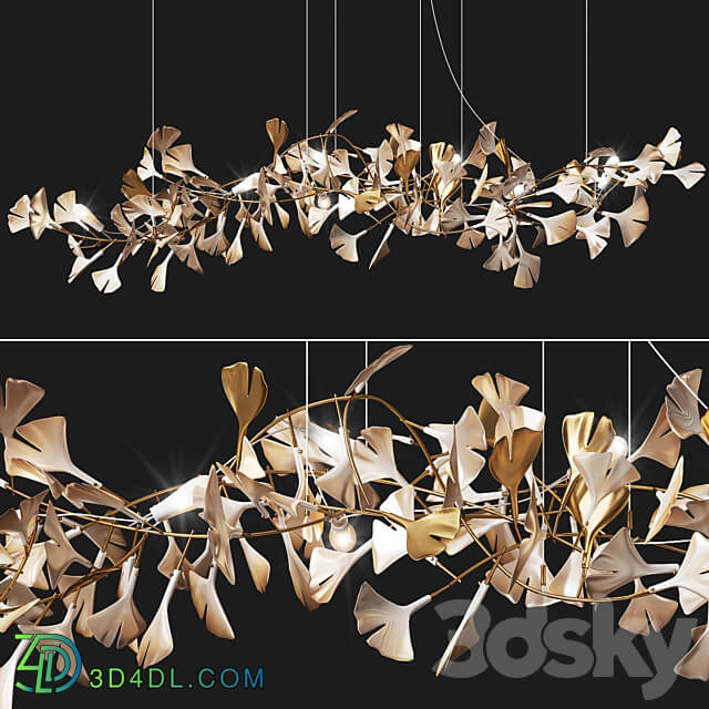 Porcelain Chandelier Ginkgo Bespoke Pendant light 3D Models