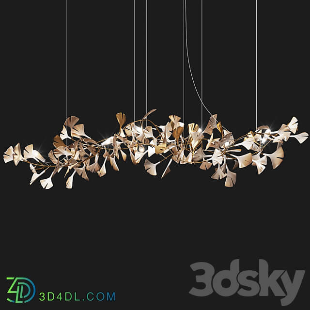 Porcelain Chandelier Ginkgo Bespoke Pendant light 3D Models