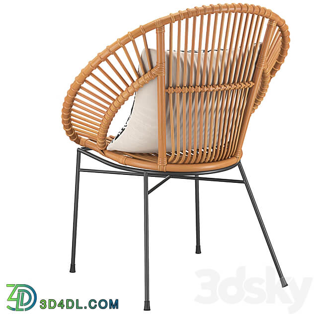 Rattan Accent Chair Natural Sarita 3D Models