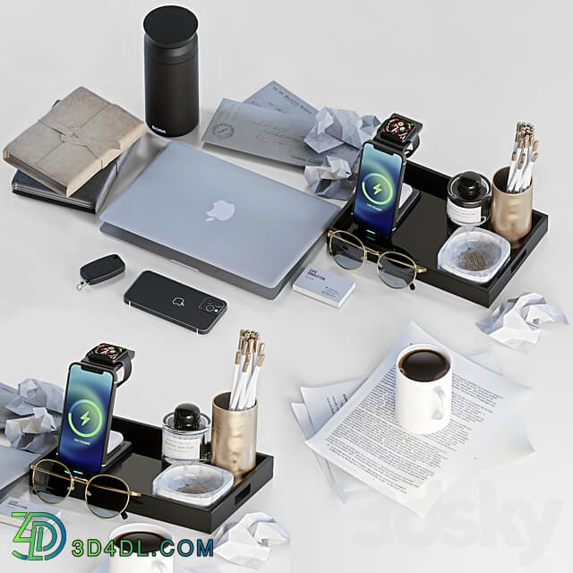 Desktop accessories set 3D Models