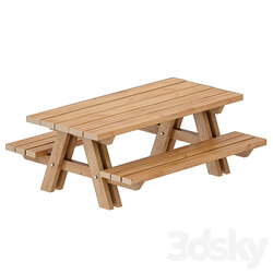 Outdoor Wooden Picnic Table Urban environment 3D Models 