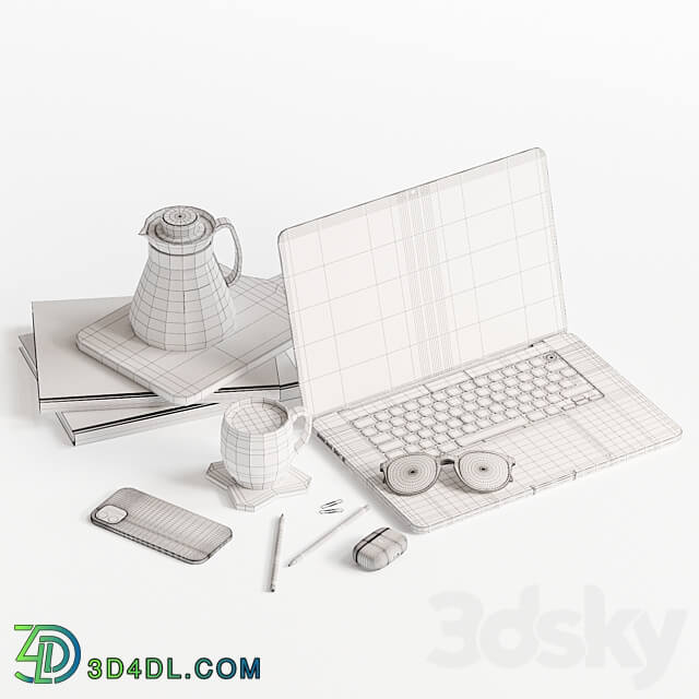 Decorative set on the desktop 3D Models