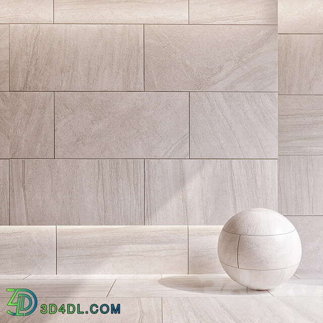 Purestone Matte Natural Porcelain Tile in Beige Stone 3D Models