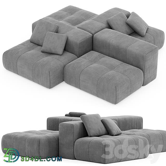 Saba Italia PIXEL Sectional fabric sofa with removable cover 3D Models