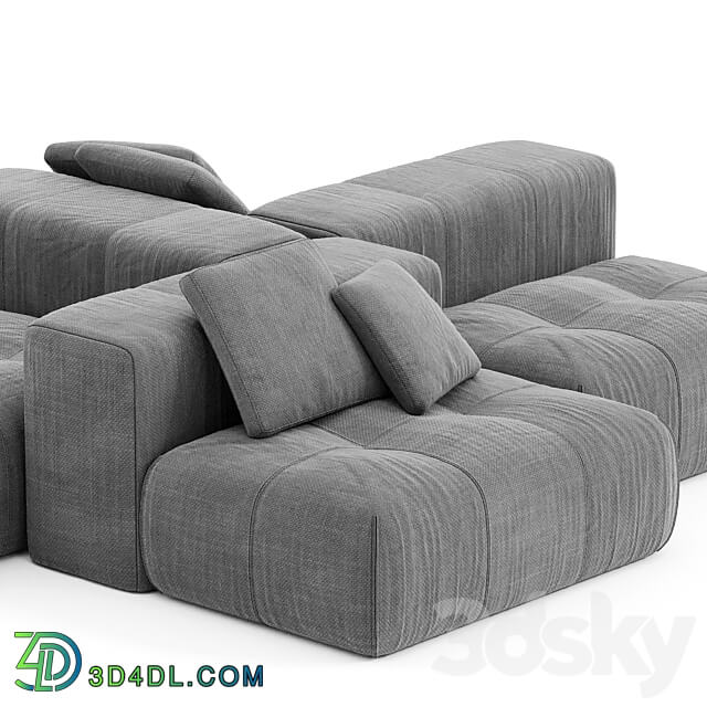 Saba Italia PIXEL Sectional fabric sofa with removable cover 3D Models