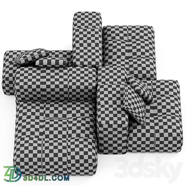 Saba Italia PIXEL Sectional fabric sofa with removable cover 3D Models