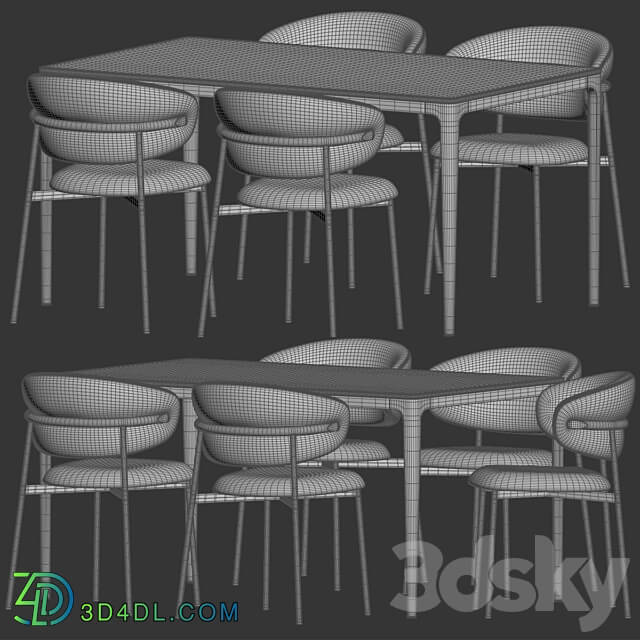 Oleandro Chair Canto Table Dining Set Table Chair 3D Models