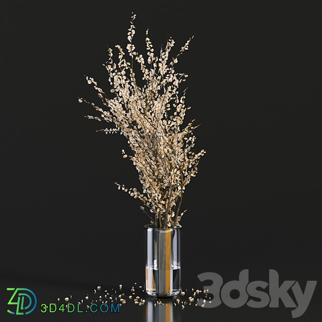Bouquet Collection 05 Linen Chest Herringbone in Glass Vases 3D Models