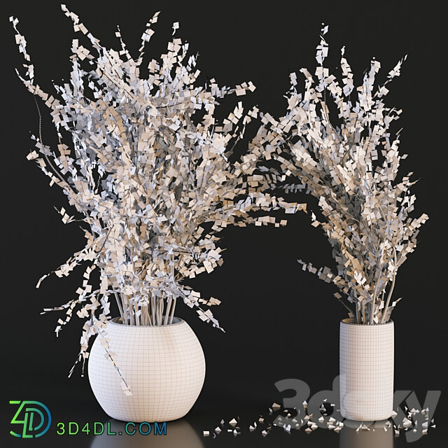 Bouquet Collection 05 Linen Chest Herringbone in Glass Vases 3D Models