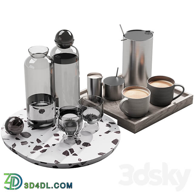 128 eat and drinks decor set 02 coffee and water kit 02 3D Models