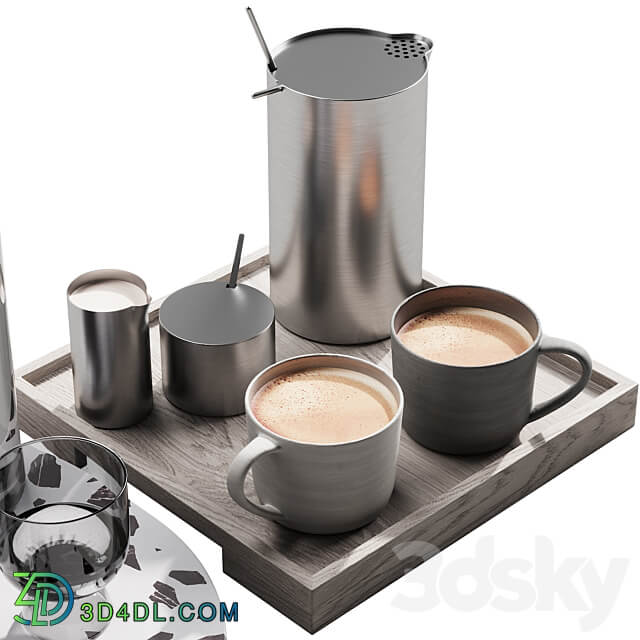 128 eat and drinks decor set 02 coffee and water kit 02 3D Models