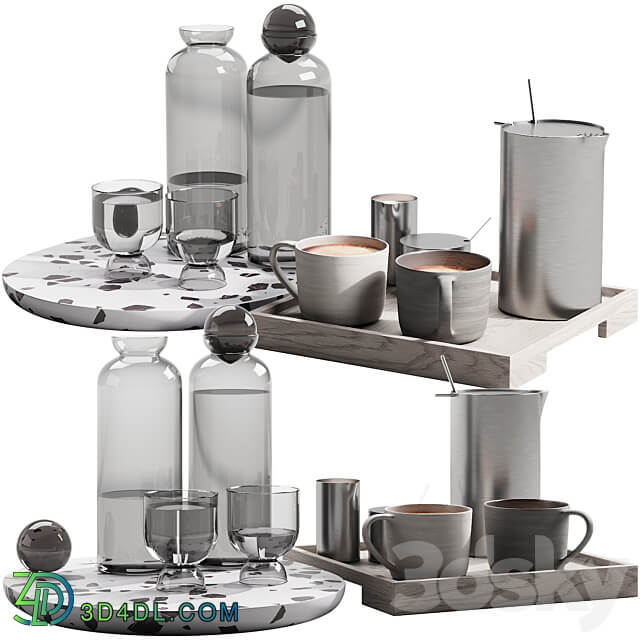 128 eat and drinks decor set 02 coffee and water kit 02 3D Models