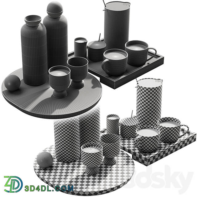 128 eat and drinks decor set 02 coffee and water kit 02 3D Models