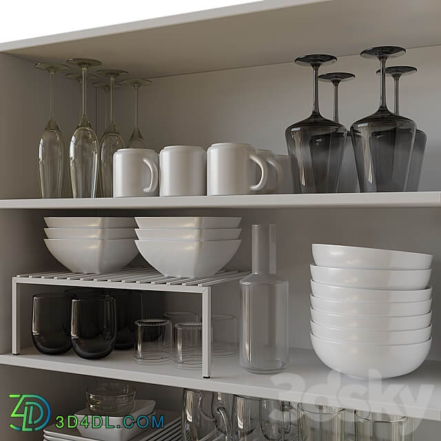 Set of Dishes 4 3D Models