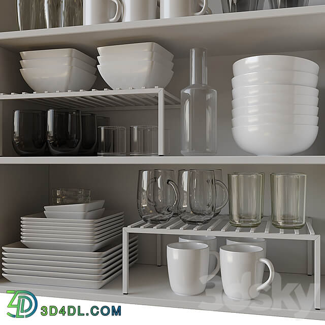 Set of Dishes 4 3D Models