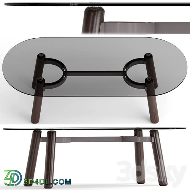 ARCO wood and glass dining table 3D Models