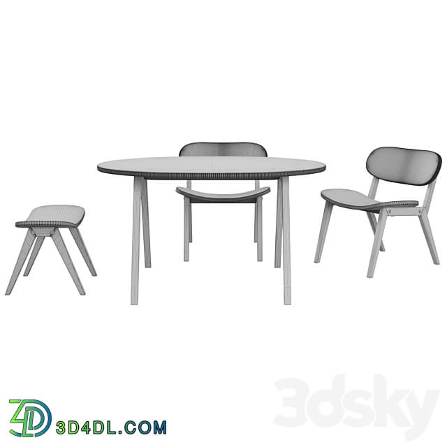 ellipse table and chair Classic Table Chair 3D Models