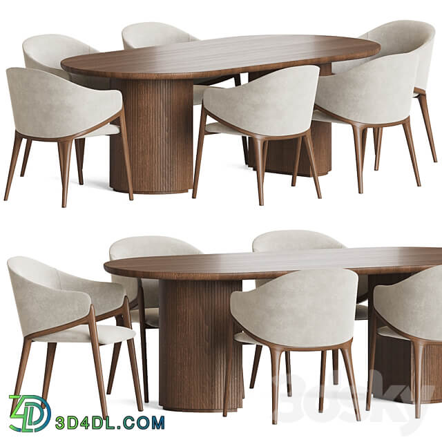 Angelcerda Chair Moon Table Dining Set Table Chair 3D Models