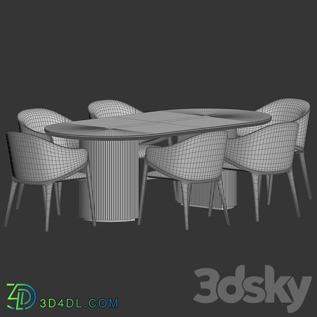 Angelcerda Chair Moon Table Dining Set Table Chair 3D Models