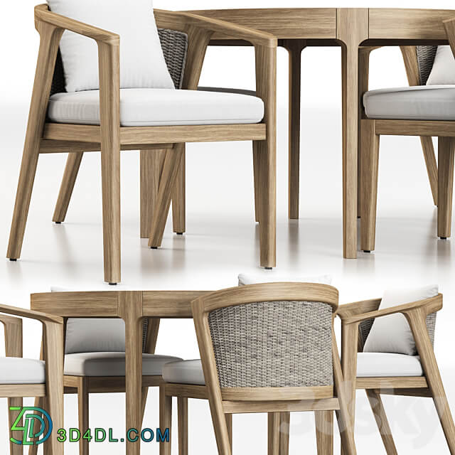 MALTA TEAK DINING SET Table Chair 3D Models