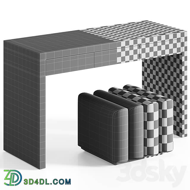 Black white Indian Bone Inlay table by Loft concept 3D Models