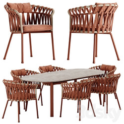 Varaschin Emma Cross dining set Table Chair 3D Models 