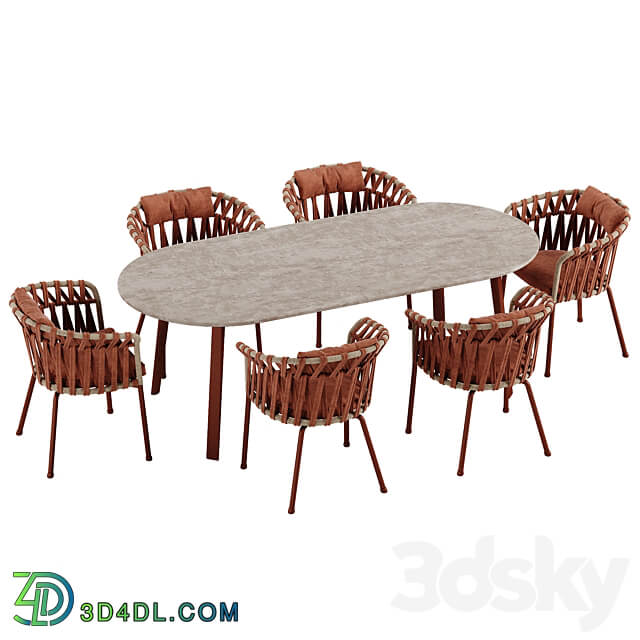 Varaschin Emma Cross dining set Table Chair 3D Models