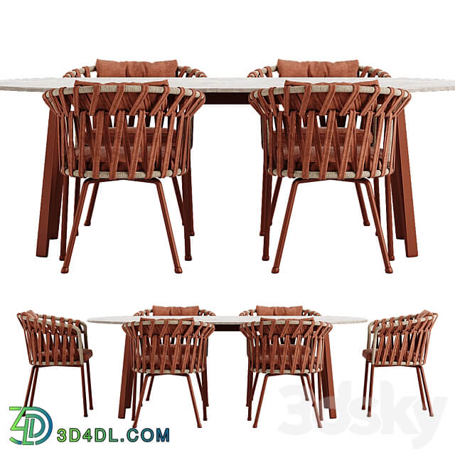 Varaschin Emma Cross dining set Table Chair 3D Models