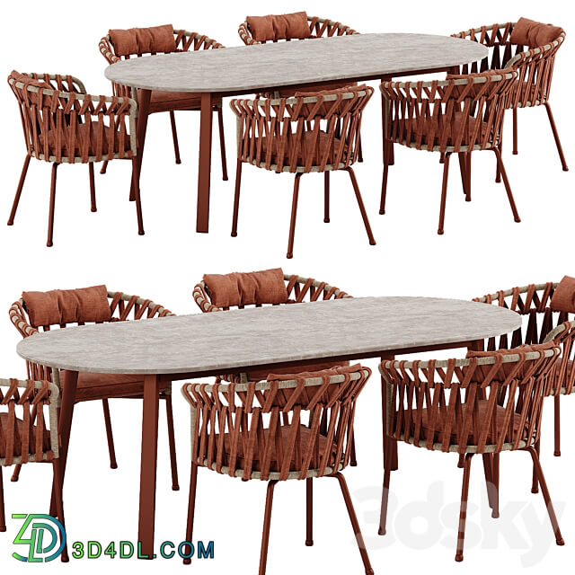 Varaschin Emma Cross dining set Table Chair 3D Models