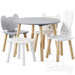 Table and Animal Kids Chair by jabadabado Table Chair 3D Models 
