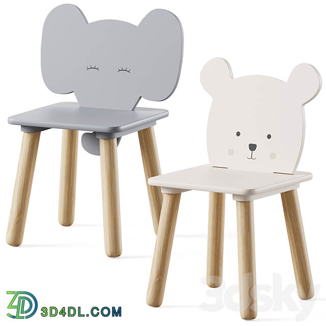 Table and Animal Kids Chair by jabadabado Table Chair 3D Models