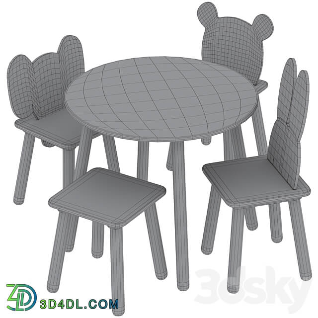 Table and Animal Kids Chair by jabadabado Table Chair 3D Models