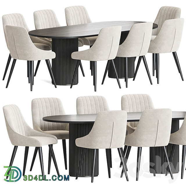 Chipman Chair Campbell Table Dining Set Table Chair 3D Models