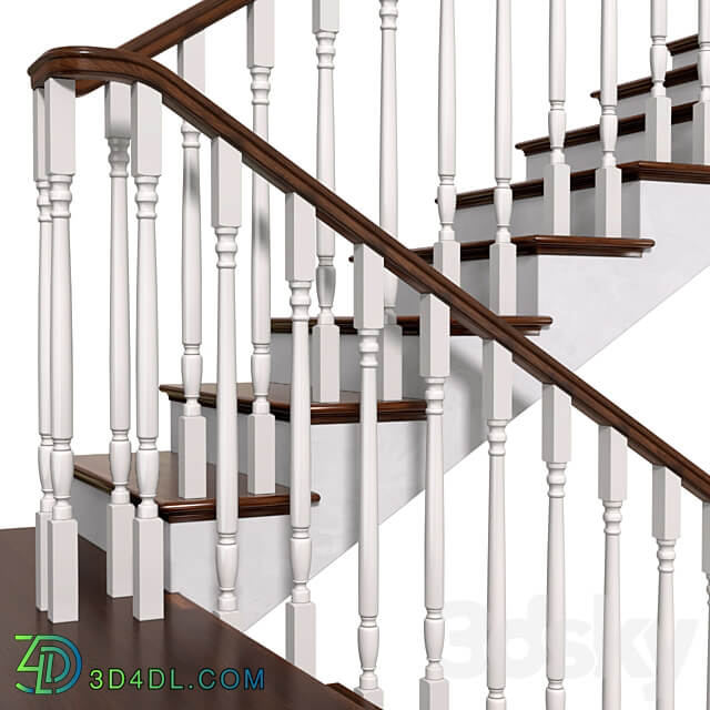 Staircase in classic style.Classic Modern interior stair 3D Models