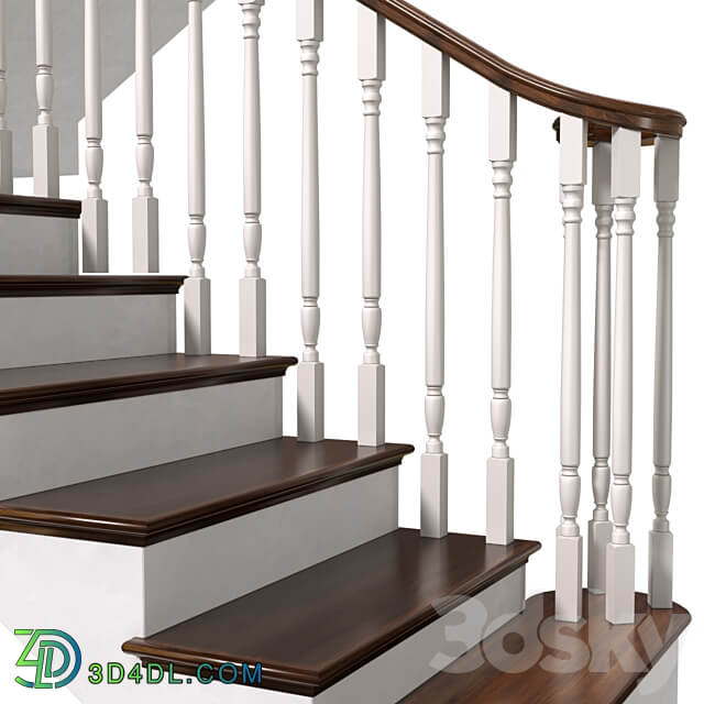 Staircase in classic style.Classic Modern interior stair 3D Models