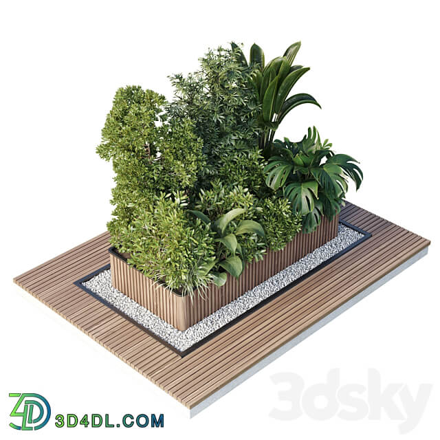 Outdoor plant Collection 114 Wooden box for plant garden 3D Models