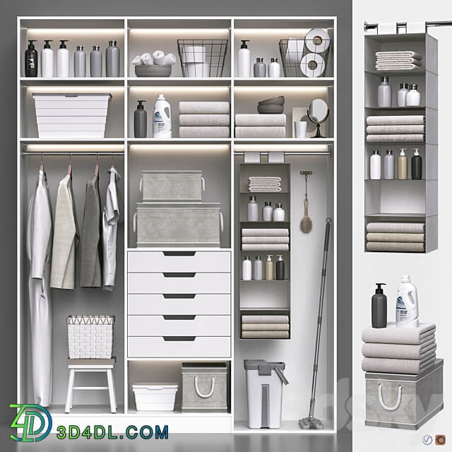 Laundry and bath cabinet 3 Wardrobe Display cabinets 3D Models