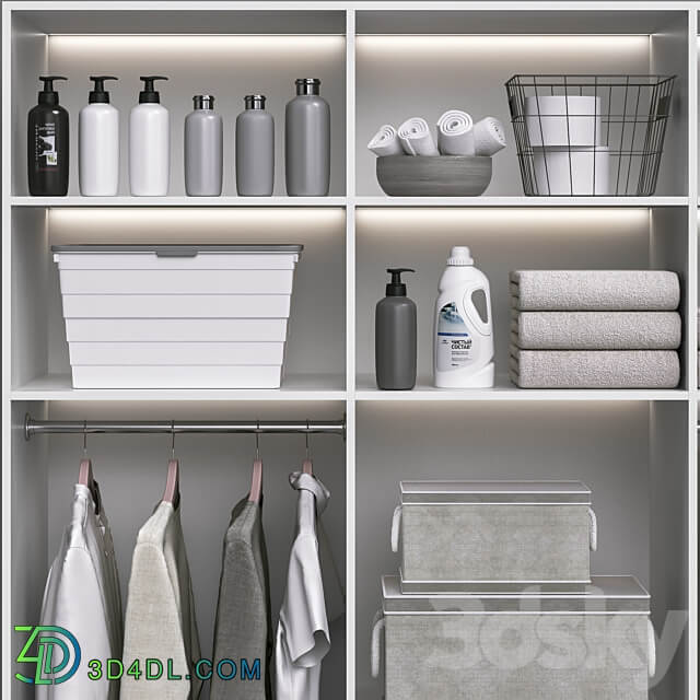 Laundry and bath cabinet 3 Wardrobe Display cabinets 3D Models