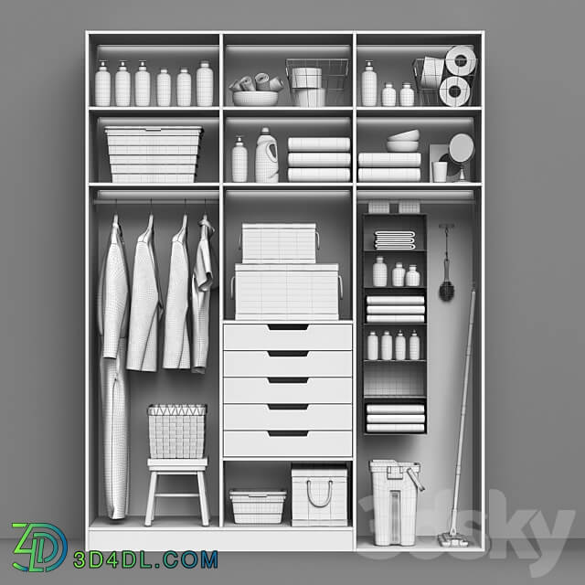 Laundry and bath cabinet 3 Wardrobe Display cabinets 3D Models