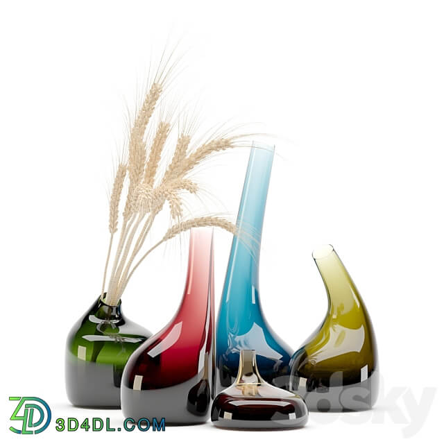 Decorative Glass Vase Wheat 3D Models